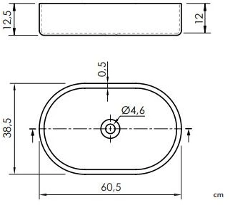 Masterjero Umywalka JetWorld WASHBASIN TRAPANI 600X380X125 Matinis Juodas