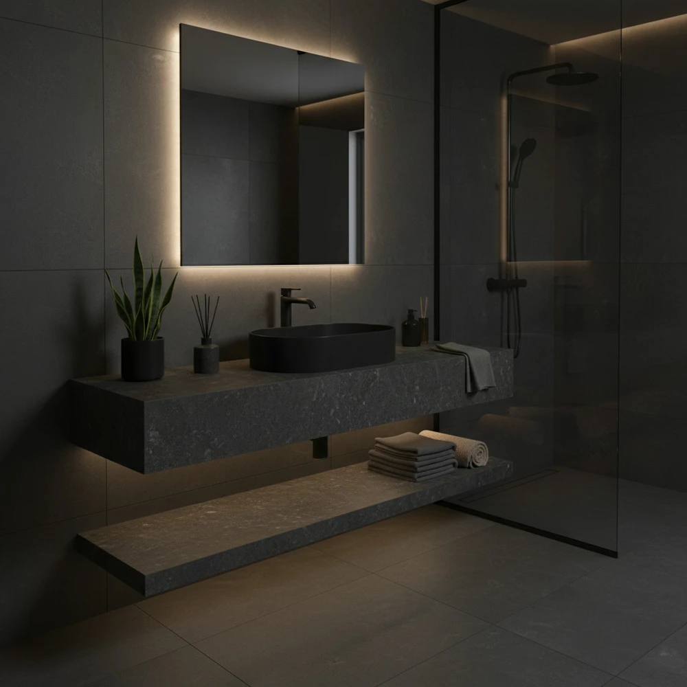 Masterjero Umywalka JetWorld WASHBASIN TRAPANI 600X380X125 Matinis Juodas