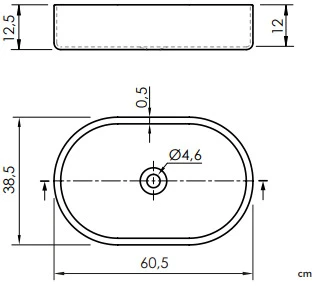 Masterjero Umywalka JetWorld WASHBASIN TRAPANI 600X380X125 Matinis Juodas