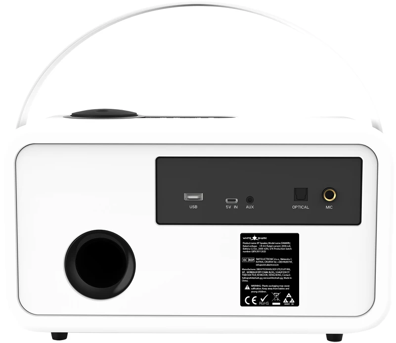 White shark Balta Bluetooth kolonėlė Baltas Shark GBT-630 DAMARU, 30 W RMS