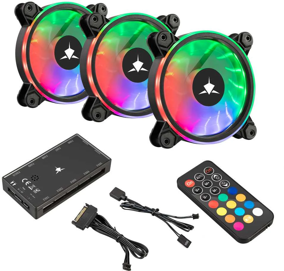White Shark Baltas Shark Baltas Shark NEBULA-2, ARGB fan kit, Juodas (GCF-S028-004)