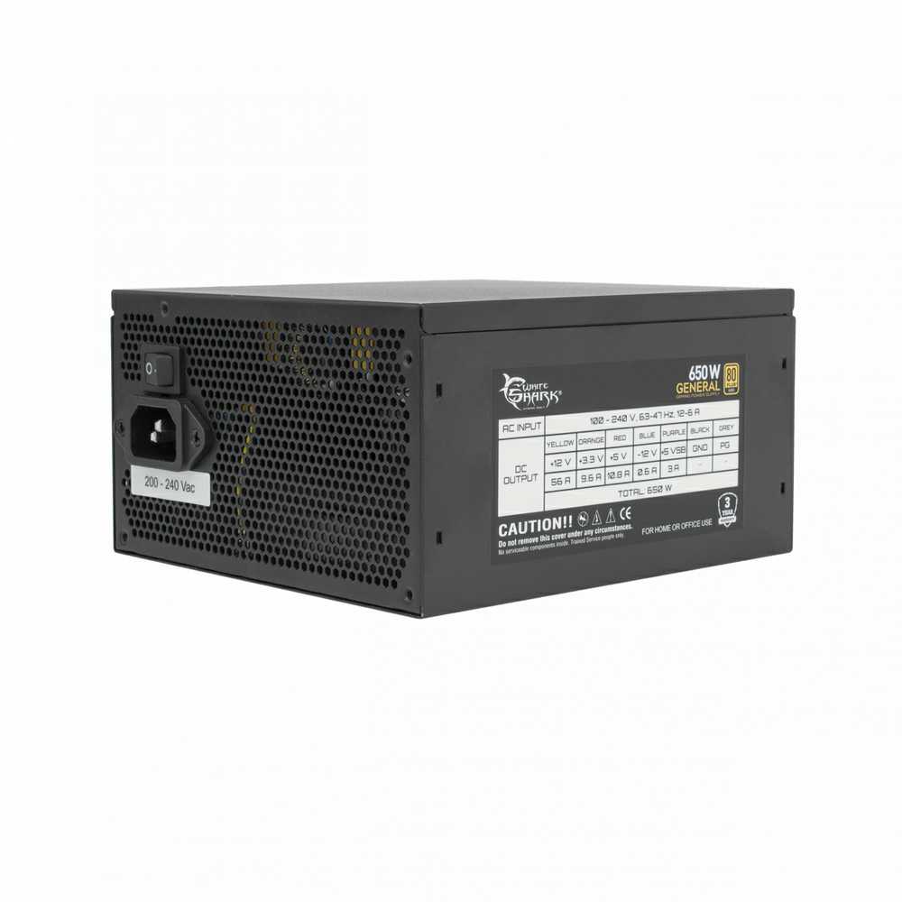 White Shark Baltasis ryklys Baltas Shark GPSU-G650M General 650W 80+ GOLD Full Modular