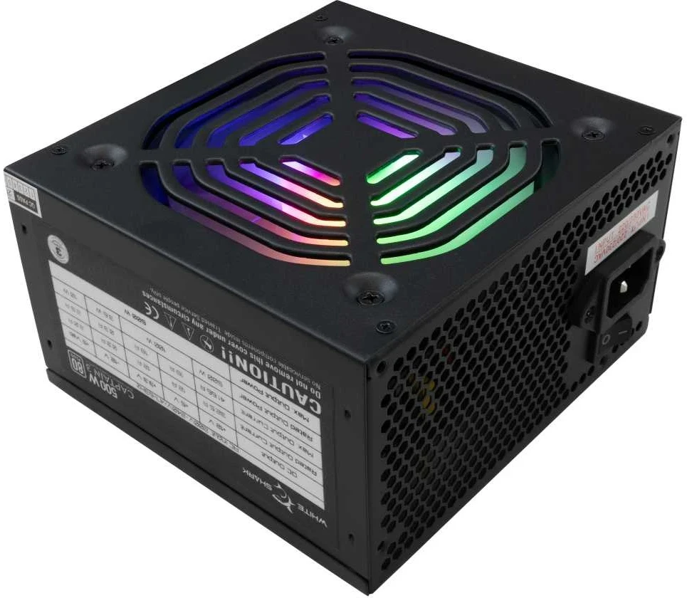 White shark ATX maitinimo blokas su RGB apšvietimu Baltas Shark CAPTAIN 3, 500 W, juodas
