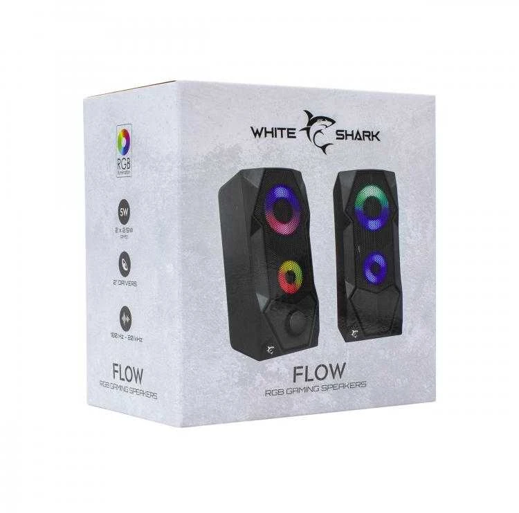 Kompiuterio kolonėlės White Shark Flow su RGB pašvietimu