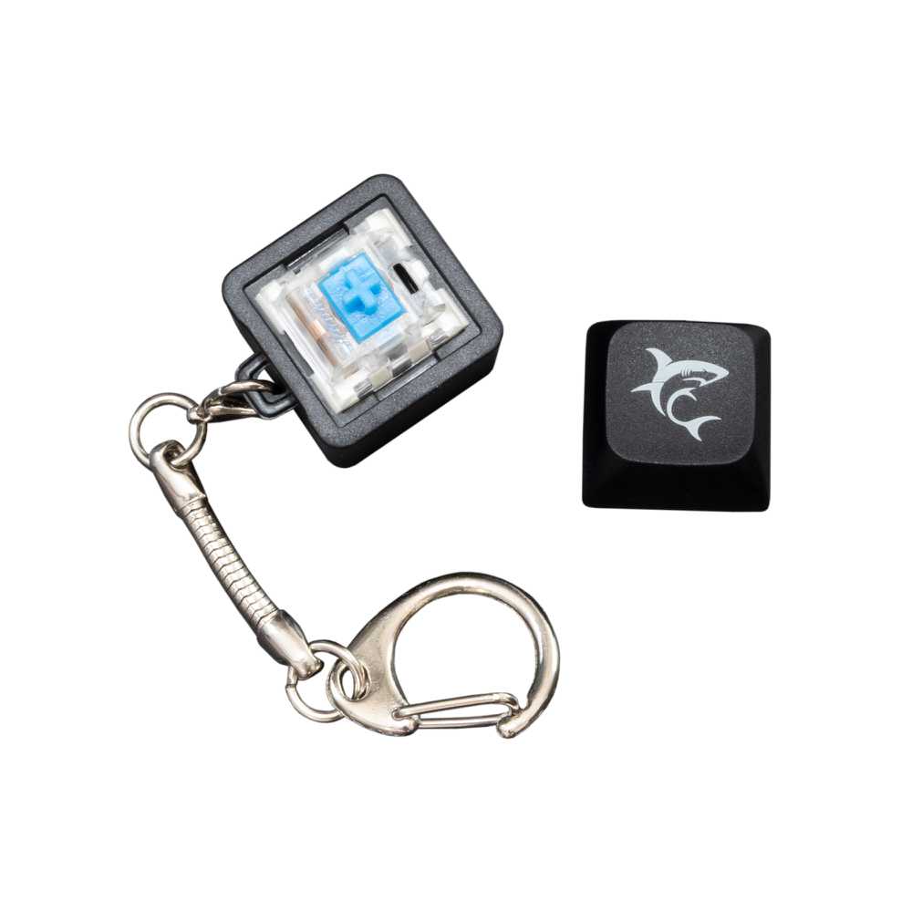 White shark Baltas Shark KEYCHAIN Promo juodi mechaniniai jungikliai