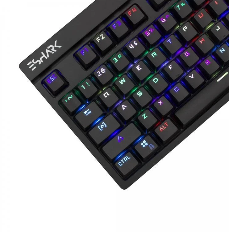 Mechaninė TKL RGB klaviatūra žaidimams eShark Kodachi, Red Switch (+10 Blue Switch), US išdėstymas