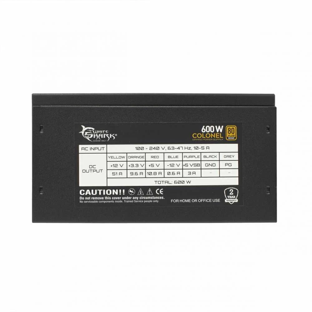 White Shark Baltas Shark Baltasis ryklys GPSU-B600S pulkininkas 600 W 80+ bronzos pusiau modulinis