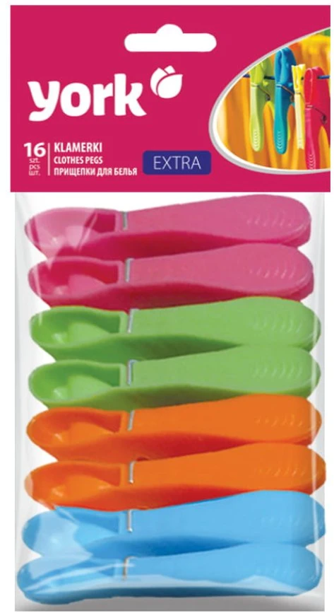 York Drabužių segtukai Extra Plastikiniai 16 vnt.