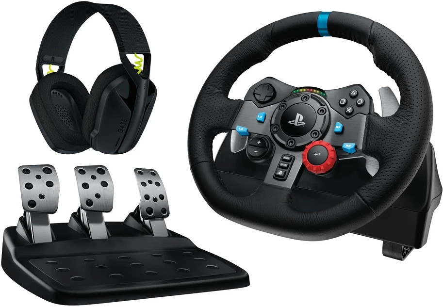 VAIRAS ŽAIDIMŲ LOGITECH G29+AUSINĖS G435 JUODOS