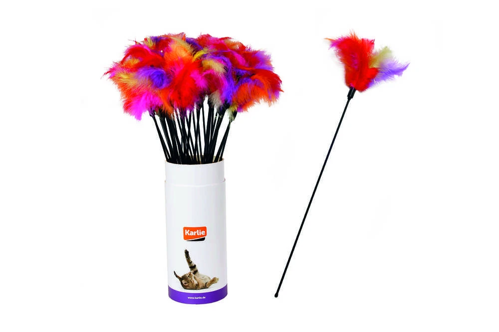 Žaislas katei Karlie TICKLER FEATHERS, raudonas