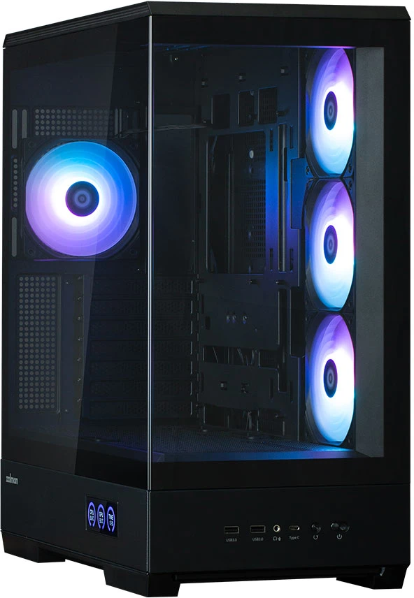 Zalman P50 DS kompiuterio korpusas, Midi-Tower, ATX, RGB, grūdintas stiklas - juodas