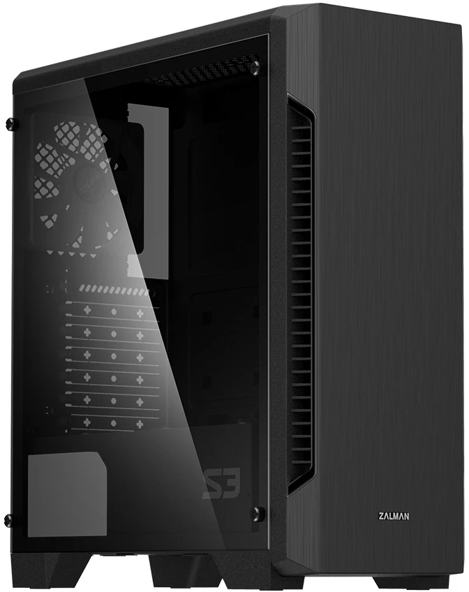 Zalman S3 TG ATX Mid Tower PC Case TG ventiliatorius x3