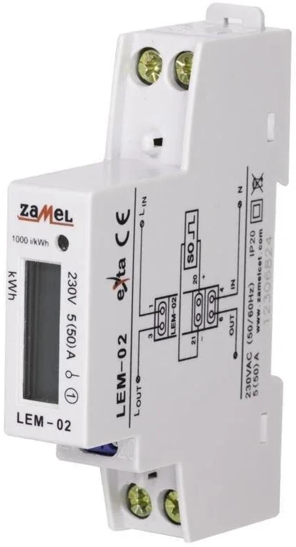 Zamel SKAITIKLIS ELEKTROS SKAITMEN 1F LEM-02
