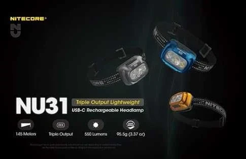 Žibintas - Nitecore NU31 550 Liumenų, 158m Nuotolis, Įkraunamas, Pilkas