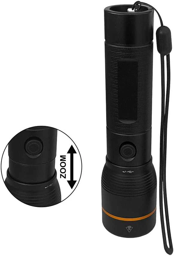 Rankinis žibintuvėlis, 2000lm, 20W, įkraunamas USB-C, juodas, ARCAS