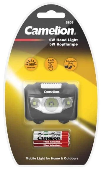 Galvos žibintas Camelion LED 5W. 160lm. 3 x AAA