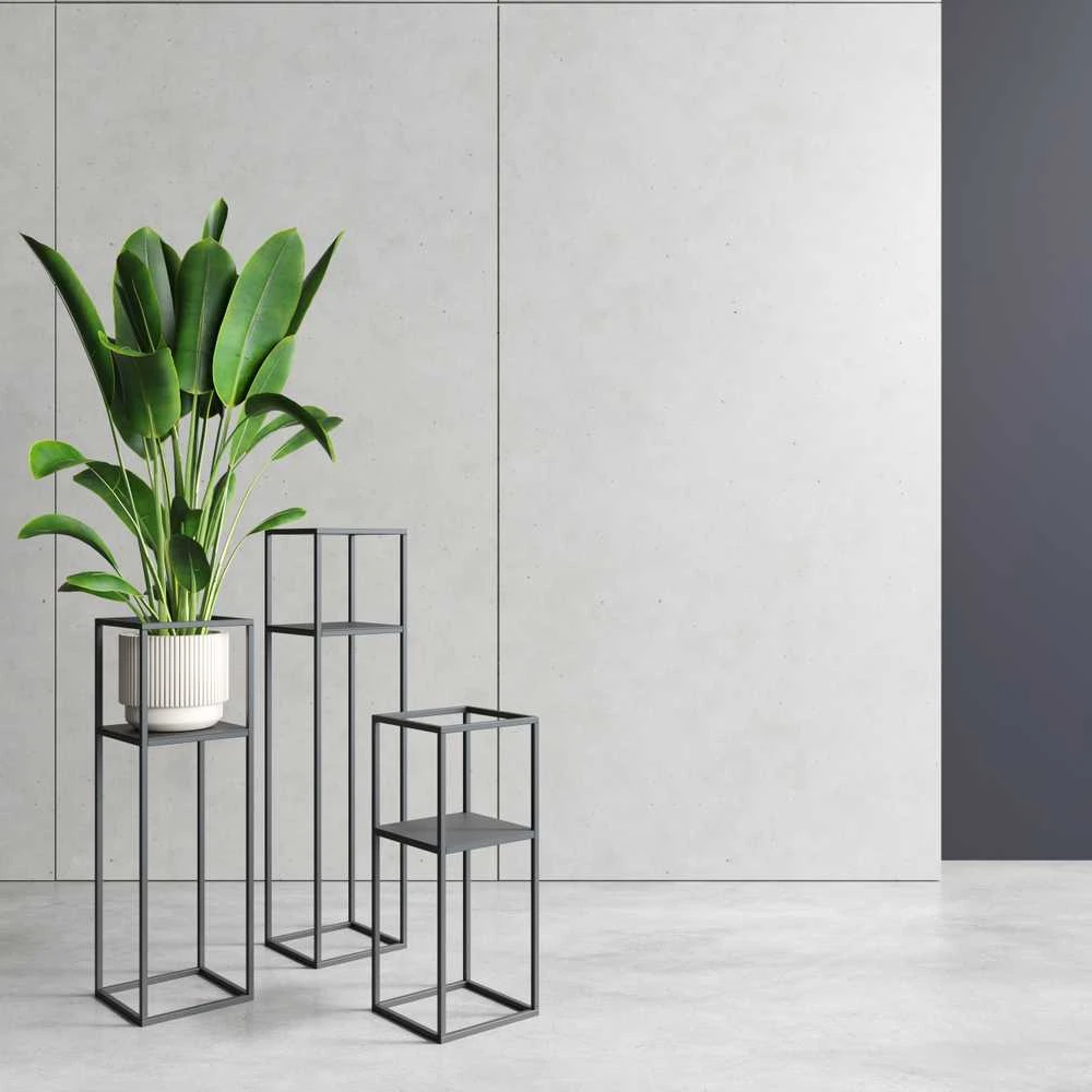 Gėlių stovas „Garden Center LILLE“, 19 cm x 19 cm, 47 cm, metalinis, juoda spalva