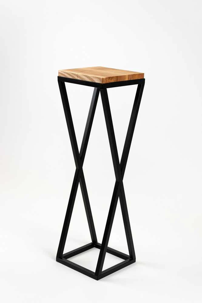 Gėlių stovas Garden Center VICHY, 19 cm x 19 cm, 62 cm, medis/metalas, ruda spalva/juoda spalva