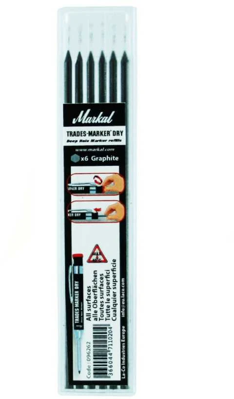Markal Šerdelės pakeitimui pieštukui Trades-Marker® Dry 6vnt.(grafitinės)