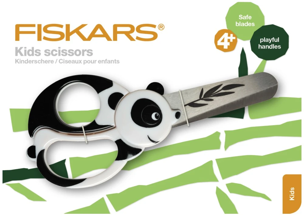 Vaikiškos žirklės FISKARS, su panda, 13 cm