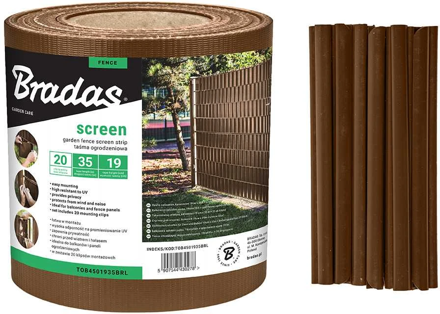 Bradas Balkono tvoros juosta 19x35 + spaustukai rudi
