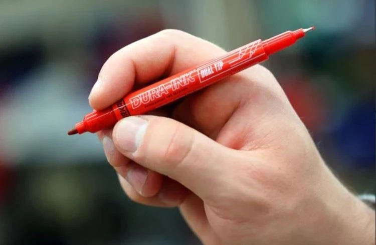 Žymeklis Markal DURA-INK DUALTIP, raudona sp.