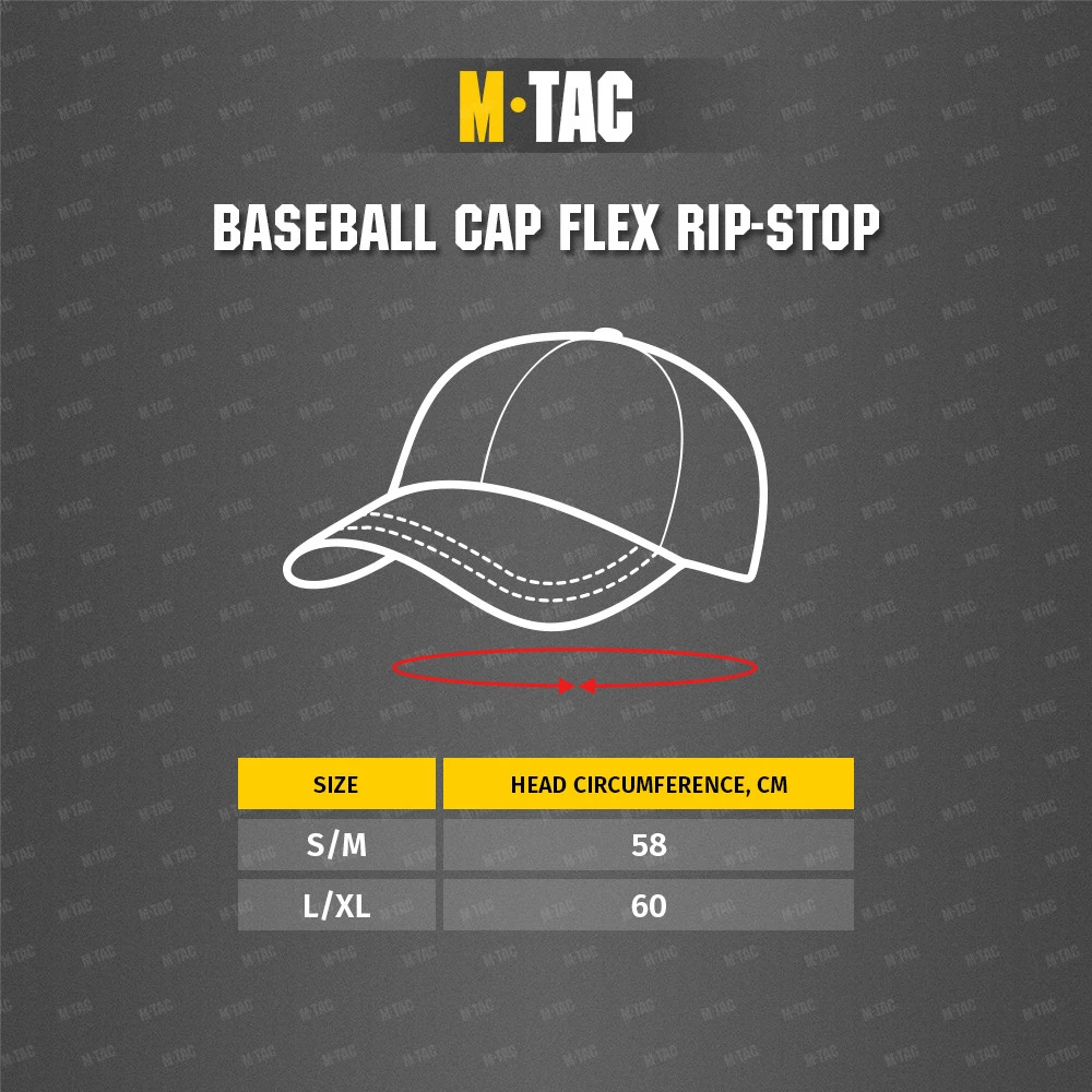 Kepurė M-Tac Baseball Cap Flex Rip-Stop Beisbolo kepuraitė