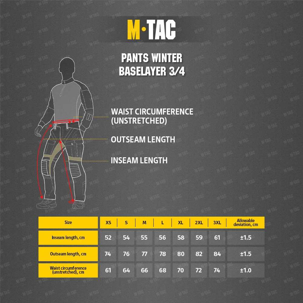 M-Tac Pants Winter Baselayer 3/4 Pirmo sluoksnio šiltos, termo, apatinės kelnės