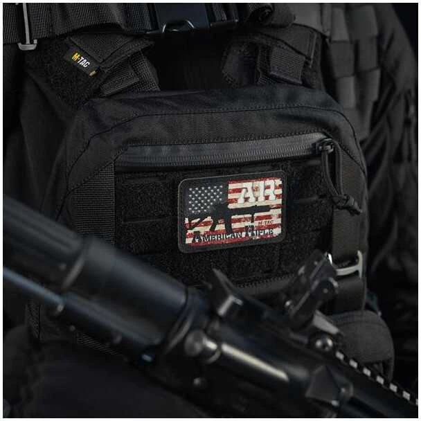 M-Tac Patch AR-15 American Rifle (80х50 мм) Juodas/GID Antsiuvas