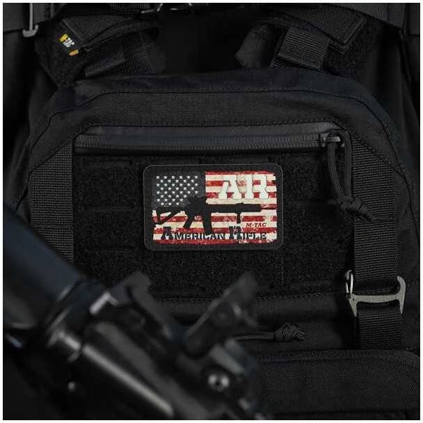 M-Tac Patch AR-15 American Rifle (80х50 мм) Juodas/GID Antsiuvas