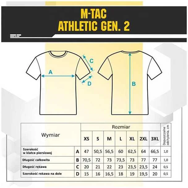 M-Tac Sweat-Wicking T-Shirt Athletic Tactical Gen.II Marškinėliai su Velcro antsiuvams