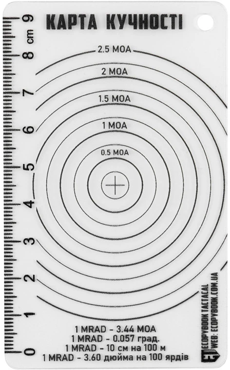 M-Tac Tactical Accuracy Shot Chart Šaudymo tikslumo liniuotė