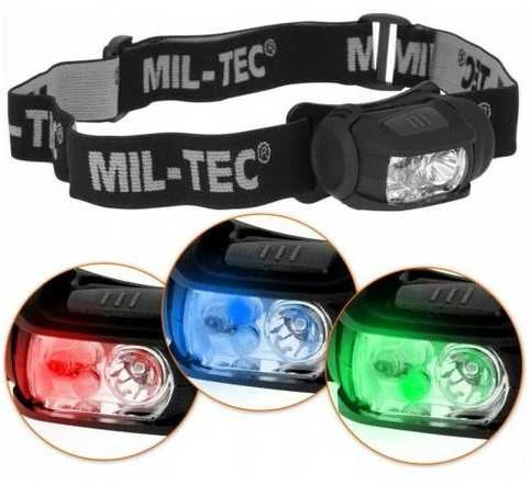 Mil-Tec Juodas LED 4 SPALVŲ PRIEKINIS ŽIBINTAS
