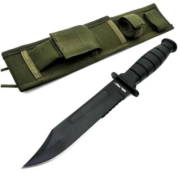 Mil-Tec Od ′armijos′ kovinis peilis su makštimi. Peilis su įmaute.