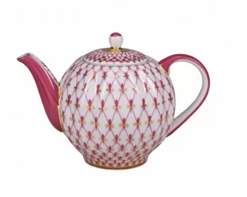 Lomonosovo imperatoriškasis porceliano arbatinukas „Tulip Raudona“, du puodeliai, 600 ml