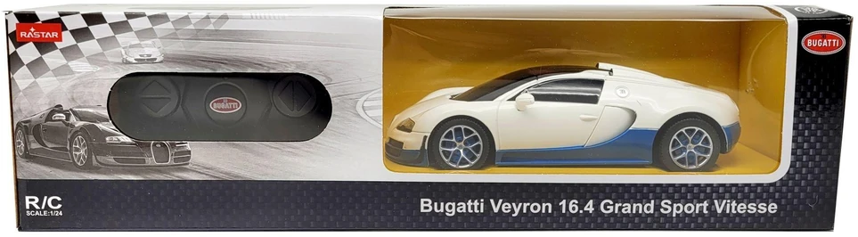 Baltas nuotoliniu būdu valdomas automobilio modelis „Bugatti Veyron Grand Sport“ Rastar 47000, 1:24 mastelis