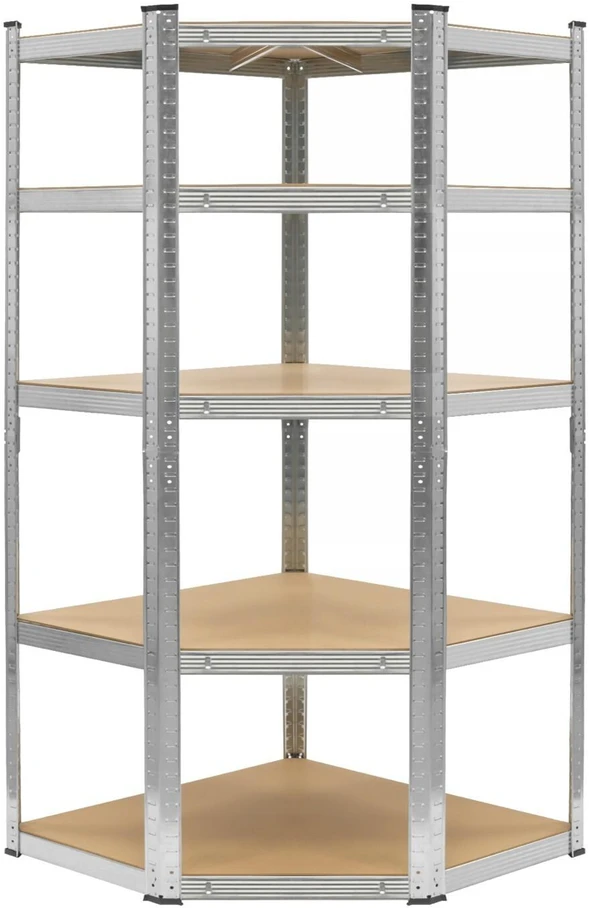 Bauerkraft kampinė metalinė sandėliavimo lentyna, sidabrinė, 5 lentynos, 2 viename, 180 × 90 × 90 × 40 cm