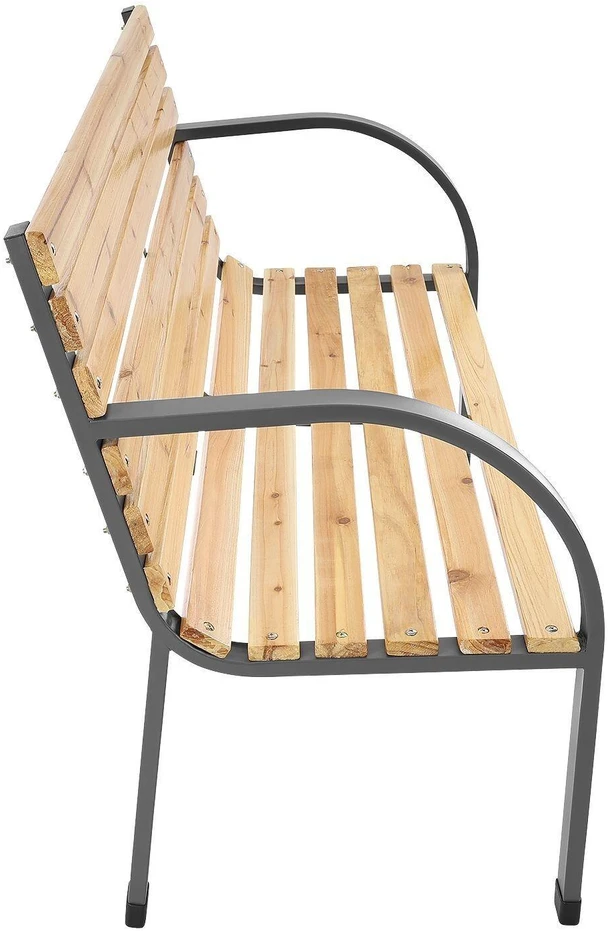 Bauerkraft medinis ir metalinis sodo suoliukas su atlošu, 120 cm