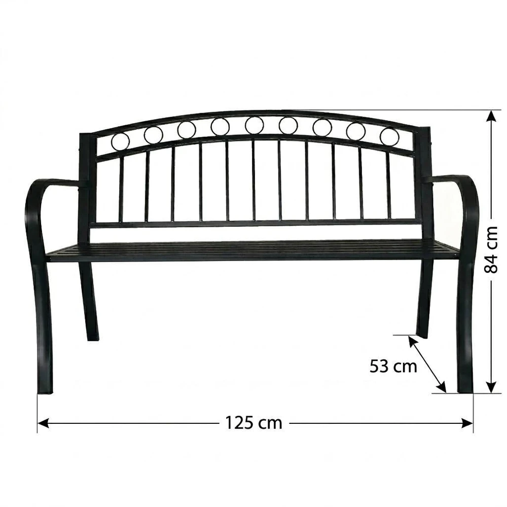 Bauerkraft metalinis sodo suoliukas, 125 cm, juodas