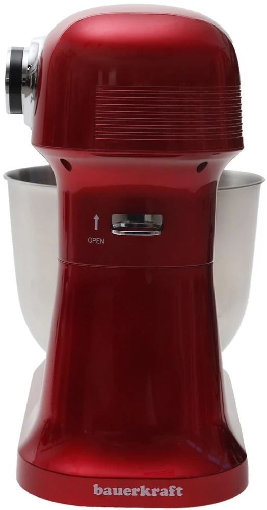 Virtuvinis kombainas Bauerkraft planetinis virtuvinis maišytuvas su 5 l dubeniu, 1500 W, silikonine mentele, raudonas