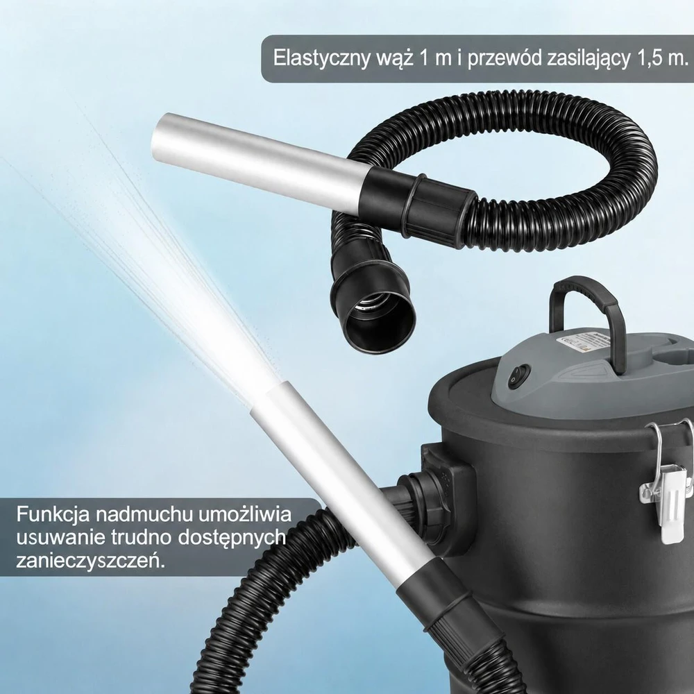 Dulkių siurblys Bauerkraft Pramoninis židinio ir krosnies pelenų bei suodžių siurblys, atsparus karščiui, 15 l, 800 W