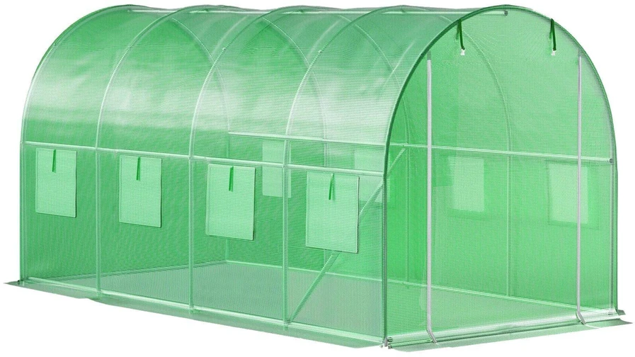 Bauerkraft sodo plėvelinis šiltnamis-tunelis 4 × 2 × 2 m, 8 m², su 8 langais