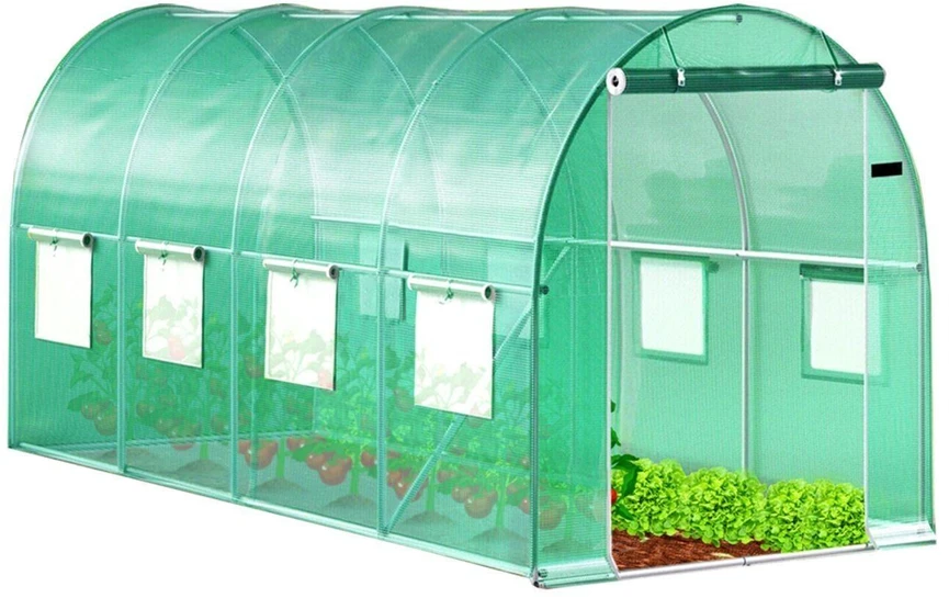 Bauerkraft sodo plėvelinis šiltnamis-tunelis 4 × 2 × 2 m, 8 m², su 8 langais