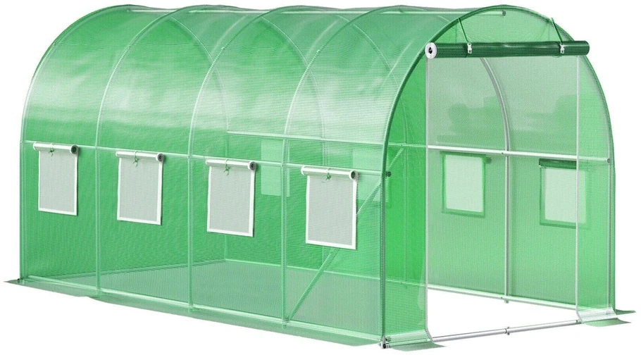 Bauerkraft sodo plėvelinis šiltnamis-tunelis 4 × 2 × 2 m, 8 m², su 8 langais