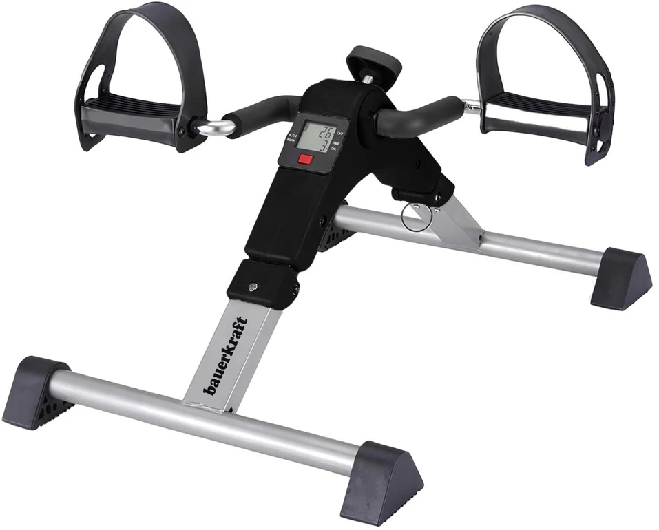Bauerkraft Sulankstomas reabilitacinis pedalų treniruoklis 2 viename su LCD ekranu, juodas