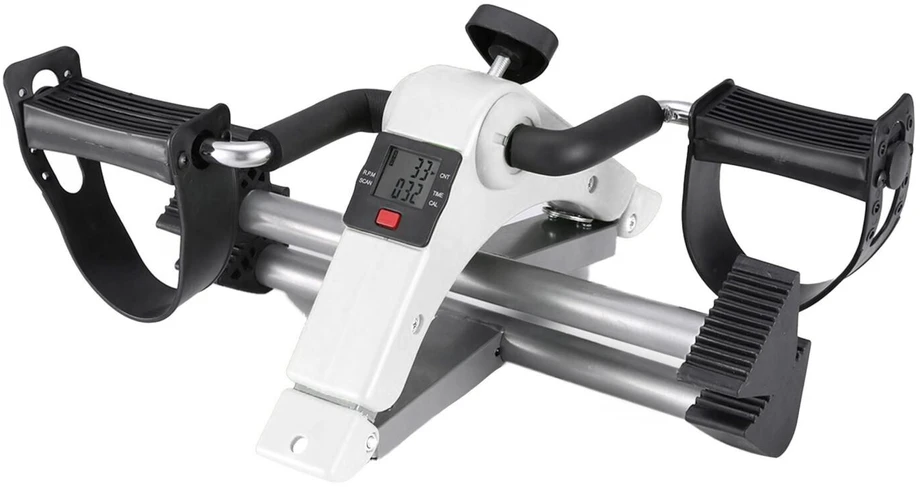 Bauerkraft Sulankstomas reabilitacinis pedalų treniruoklis 2-in-1 su LCD ekranu, baltas