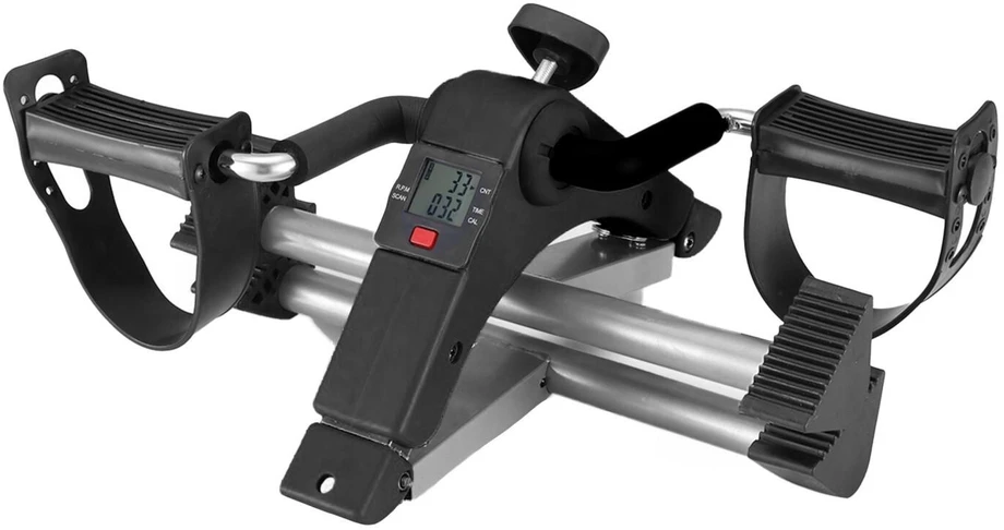 Bauerkraft Sulankstomas reabilitacinis pedalų treniruoklis 2 viename su LCD ekranu, juodas