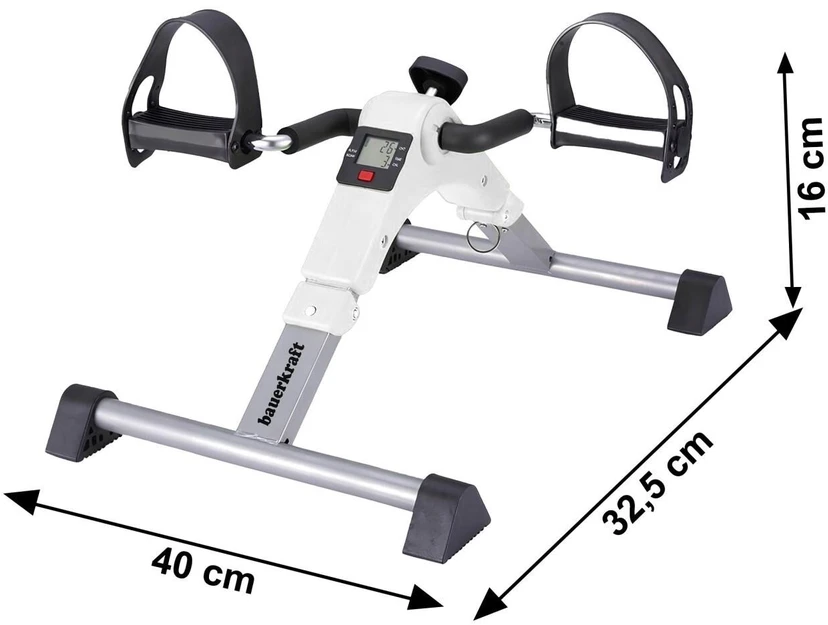 Bauerkraft Sulankstomas reabilitacinis pedalų treniruoklis 2-in-1 su LCD ekranu, baltas