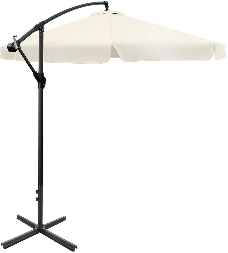 „Bauerkraft“ sulankstomas sodo skėtis 350 cm, XXL, smėlio spalvos, 8 stipinų, su uždangalu