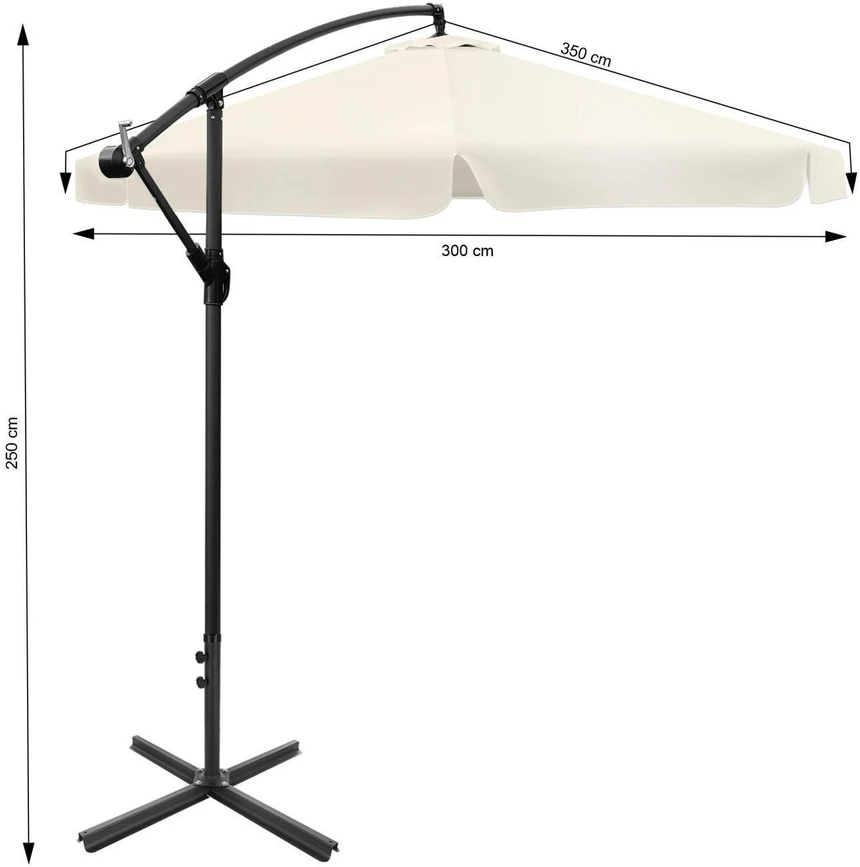 „Bauerkraft“ sulankstomas sodo skėtis 350 cm, XXL, smėlio spalvos, 8 stipinų, su uždangalu